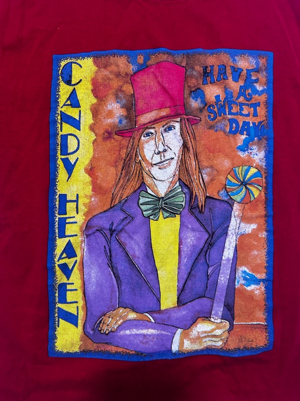 Candy Heaven Graphic Tee in Red with Willy Wonka